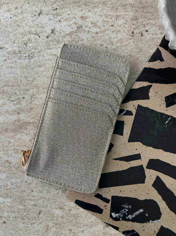 Kadın Fermuarlı Parıltılı Kartlık Glare - Gold