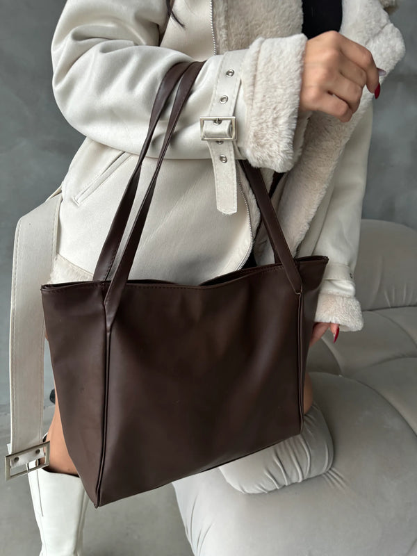 Kadın Omuz Askılı Salaş Suni Deri Omuz Çantası Darcy - Kahve