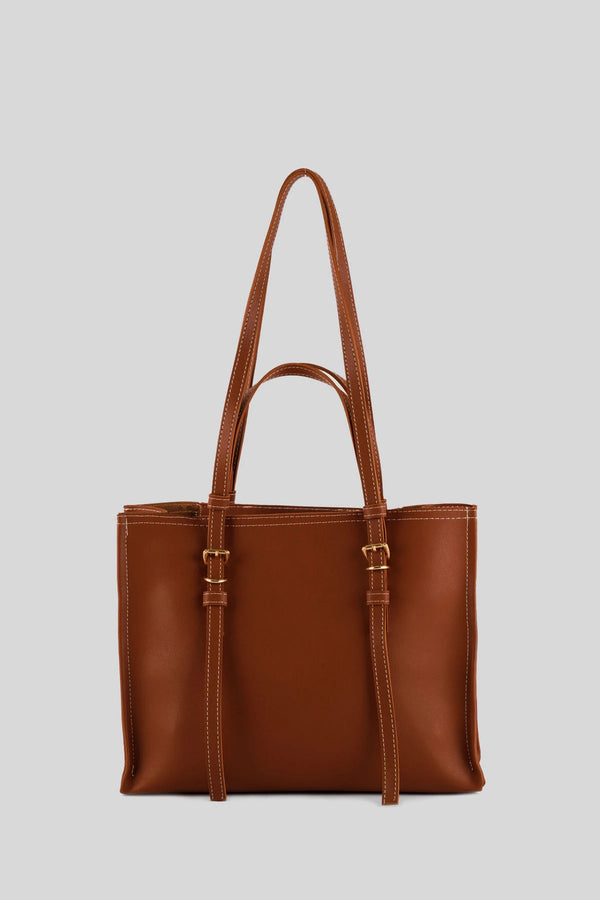 Kadın Dikiş Detaylı Tote Çanta Big Samba - Taba